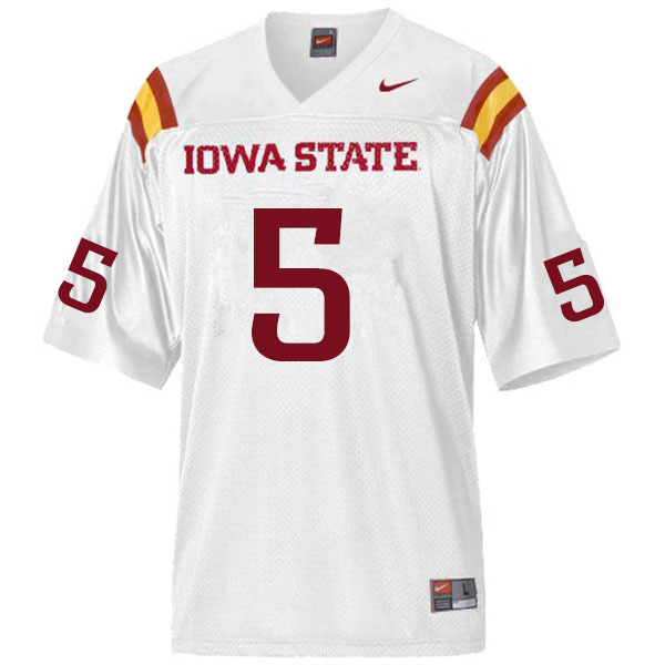 Iowa State Cyclones Men's #5 John Kolar Nike NCAA Authentic White College Stitched Football Jersey LX42V27ZV